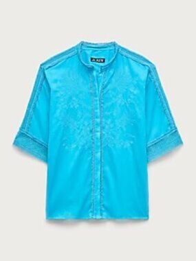 J. Crew Embroidered lace-trim button-up shirt